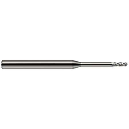 HARVEY TOOL Miniature End Mill - 4 Flute - Ball, 0.0500", Material - Machining: Carbide 76850